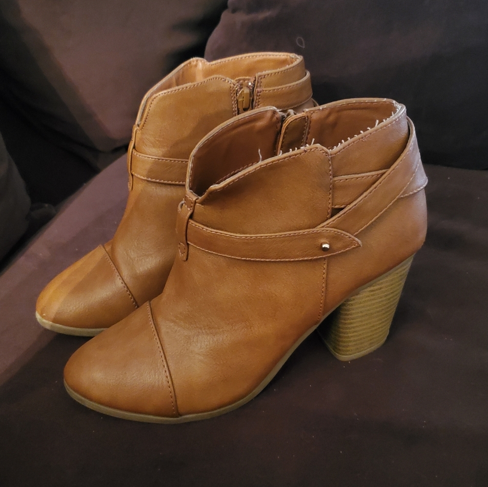 Lauren Conrad Tan Heeled Booties